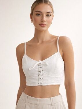 Cotton On White Lace Up Corset Crop Top XS Y2K Festival Bralette